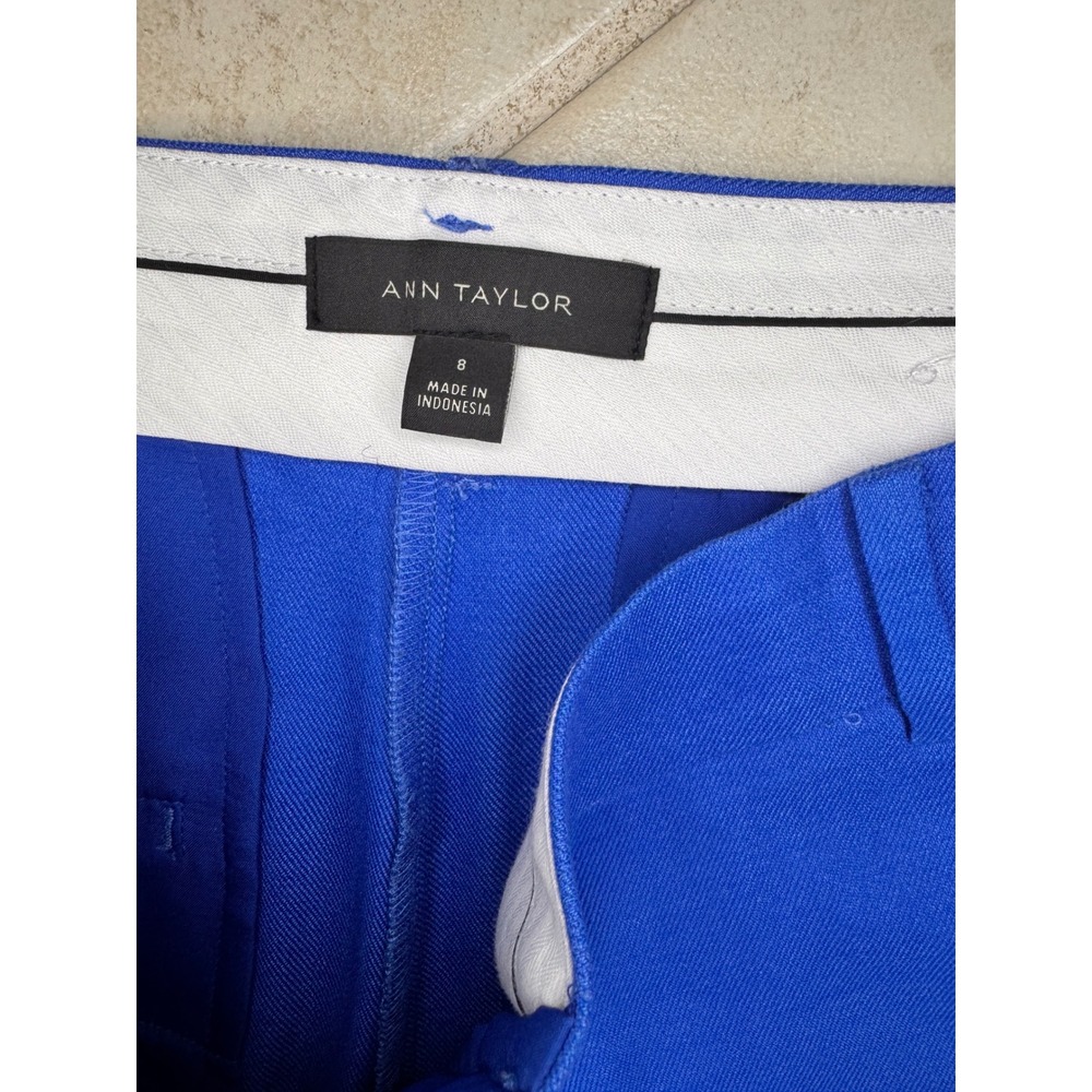 Ann Taylor Cobalt Blue Wide Leg Linen Blend Trousers Pants 590653 Womens 8 - Picture 6 of 10